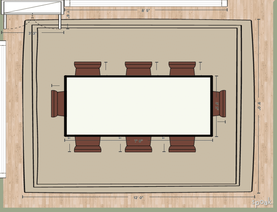 Rectangle Dining Room Layout designed by Sabrina Khet