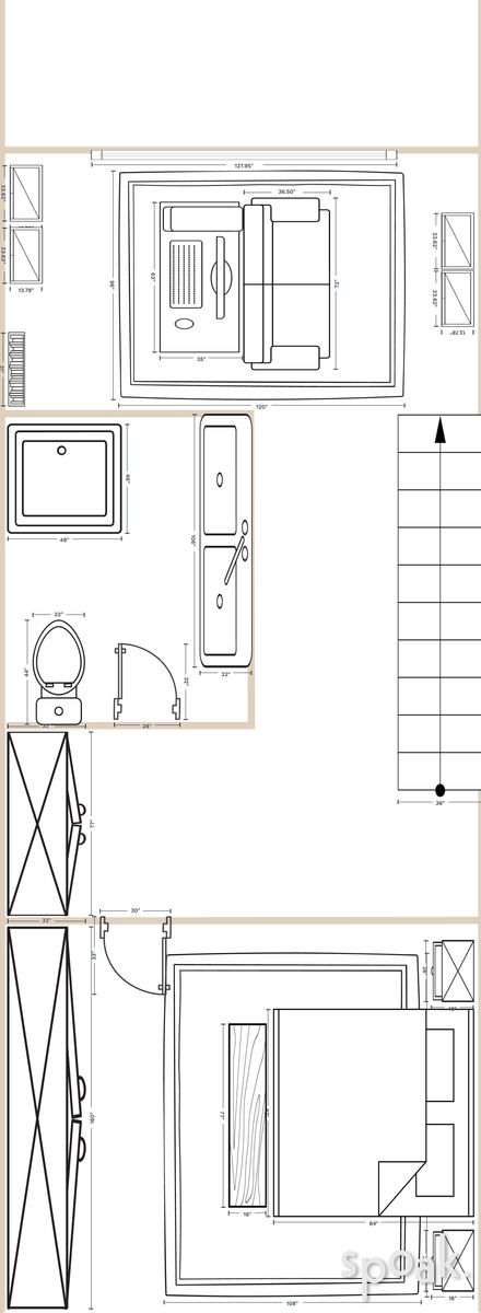 Rectangle Bedroom Plan designed by Alexandra Belle