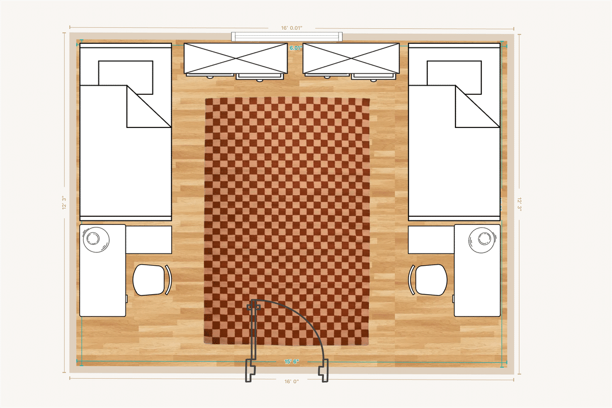 Dorm Room Floor Plan designed by Molly Lennan