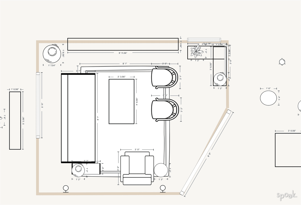 Great Room Floor Plan designed by Katherine Schwartz