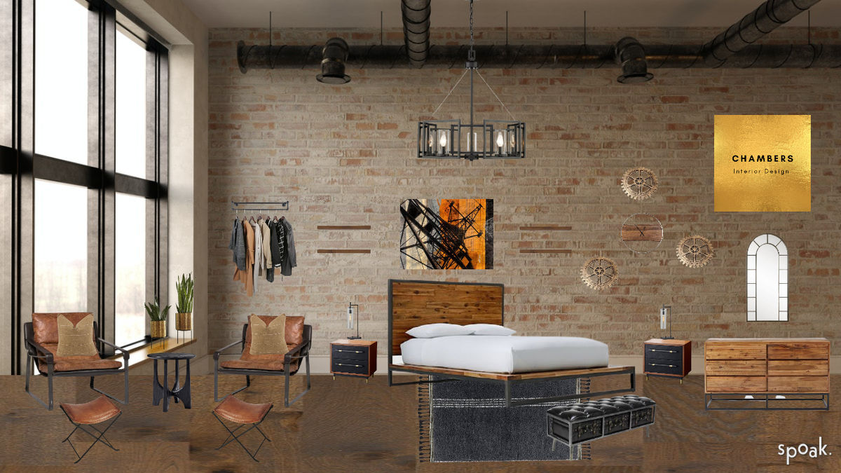 industrial bedroom designed by Gabrielle chambers