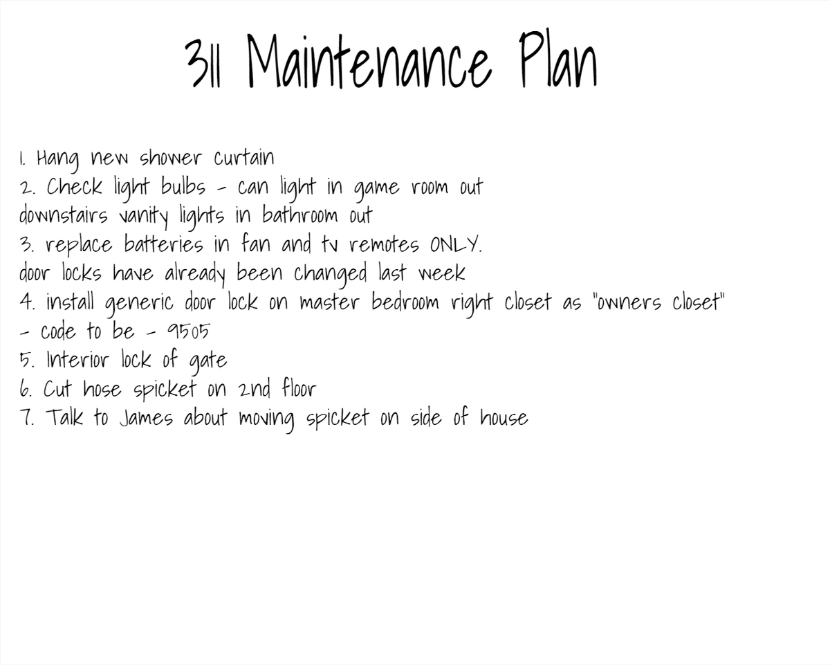 Maintenance Plan designed by Ashley Genard