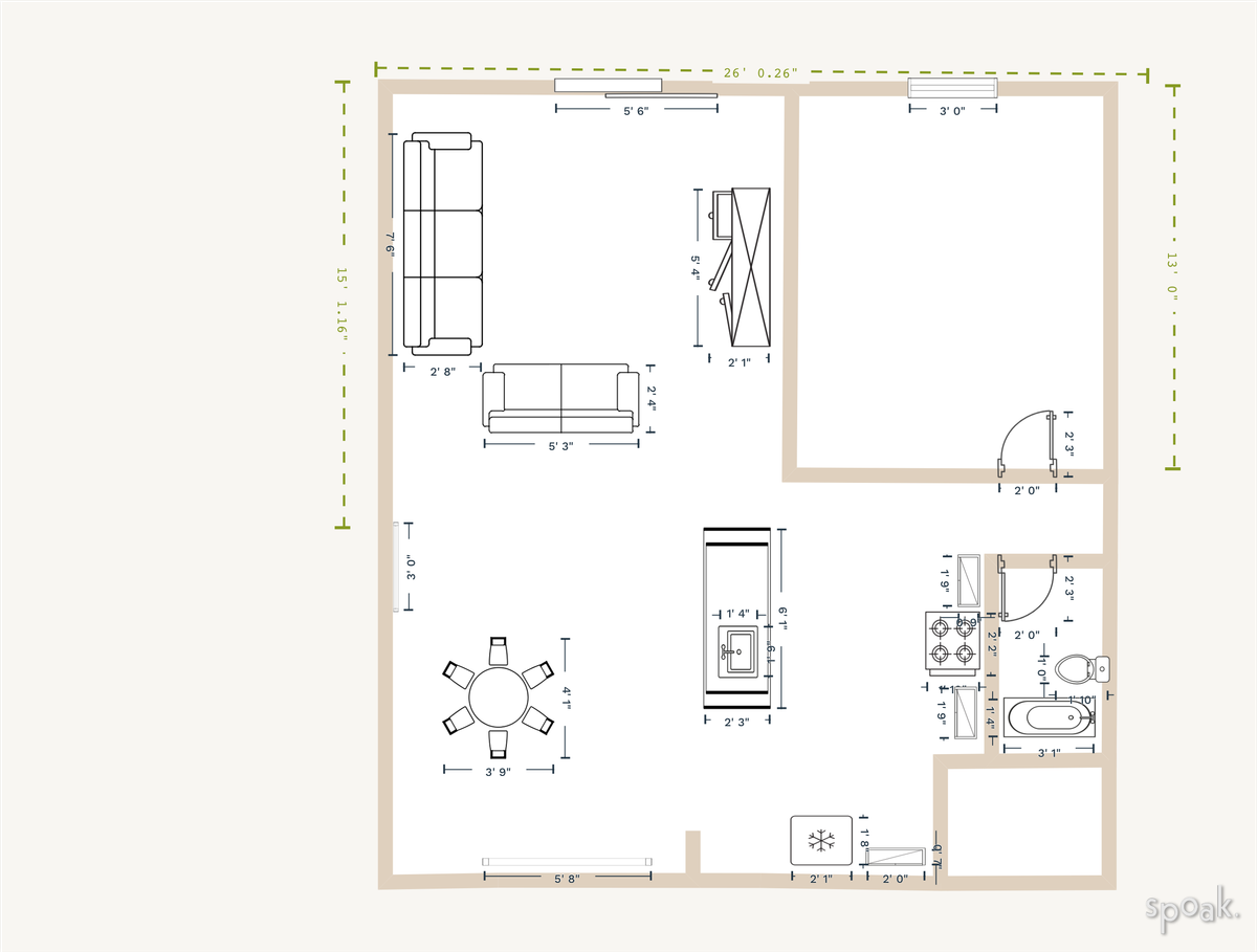 Living + Dining Room Floor Plan designed by Morgan Cooper