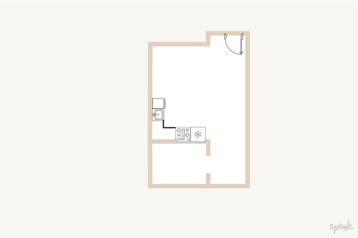 Kitchen + Living Room Floor Plan designed by Ben Magbual