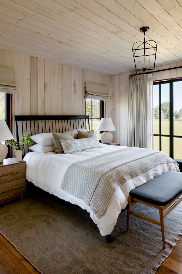 Shiplap bedroom designed by Colette Peters