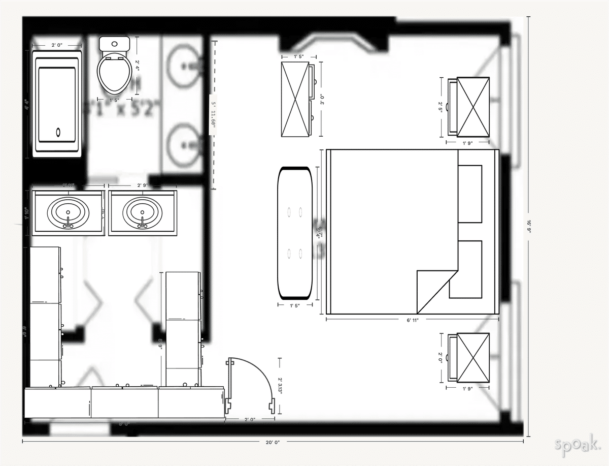 Bathroom Floor Plan designed by Danielle Whitbeck