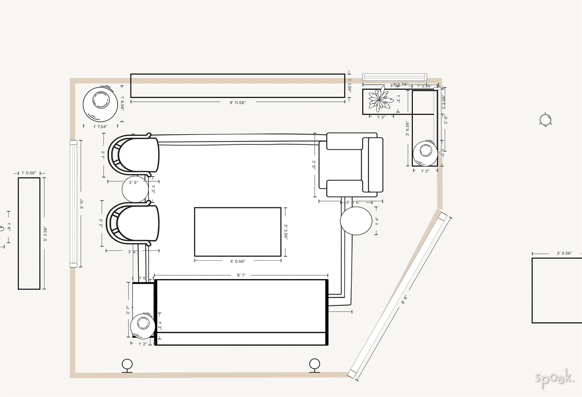 Family Room Floor Plan designed by Katherine Schwartz