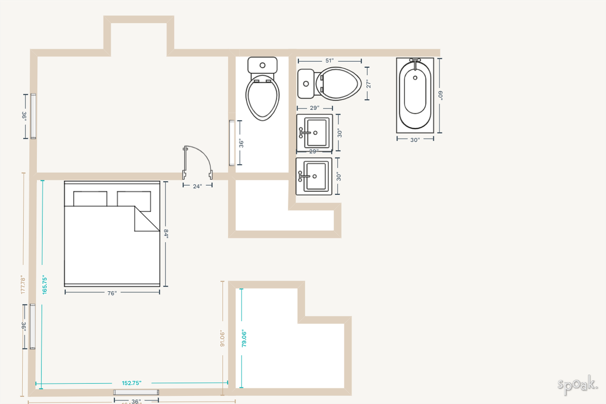 Bathroom Floor Plan designed by Laura Whitney