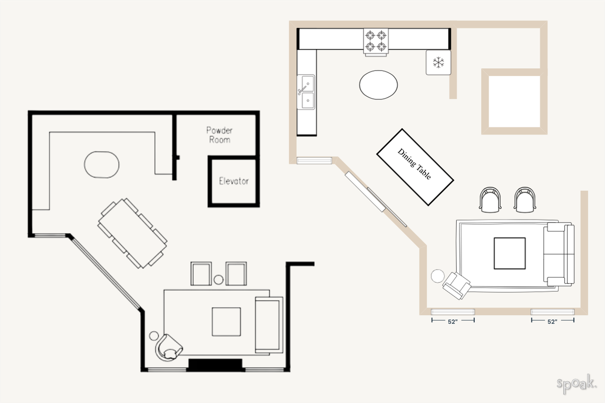 Square Kitchen Layout designed by Victoria Grimes