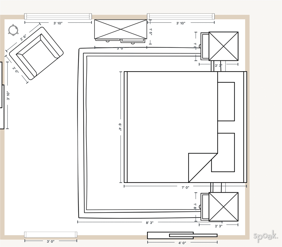 Bedroom Floor Plan designed by Taylor Pennartz