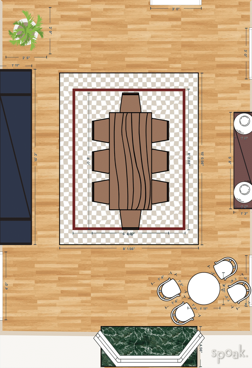 Medium Dining Room Floor Plan designed by Stephanie Church