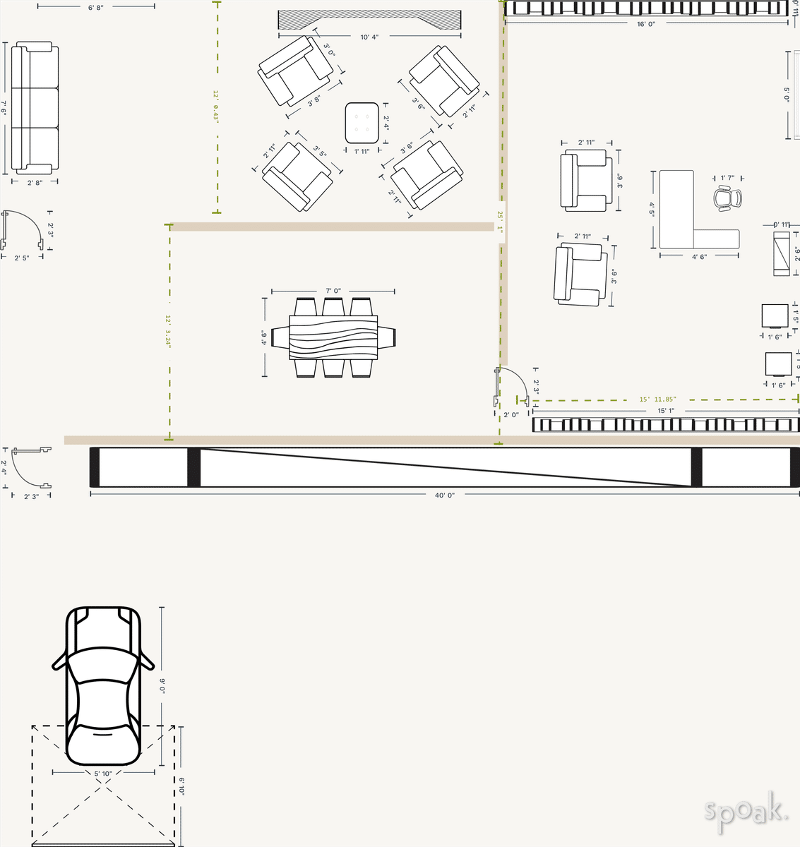 Living + Dining Room Layout designed by Marsha Richards