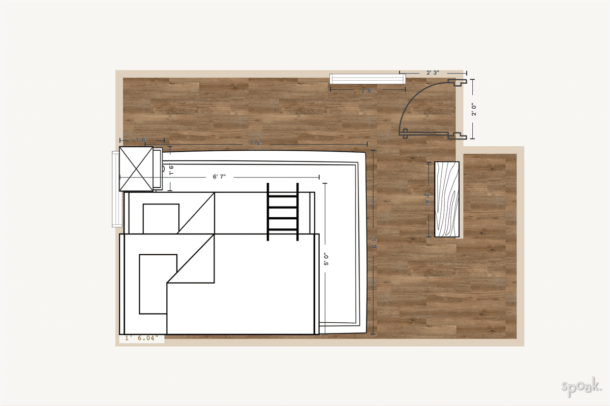 L Shaped Bedroom Floor Plan designed by Amri Jane
