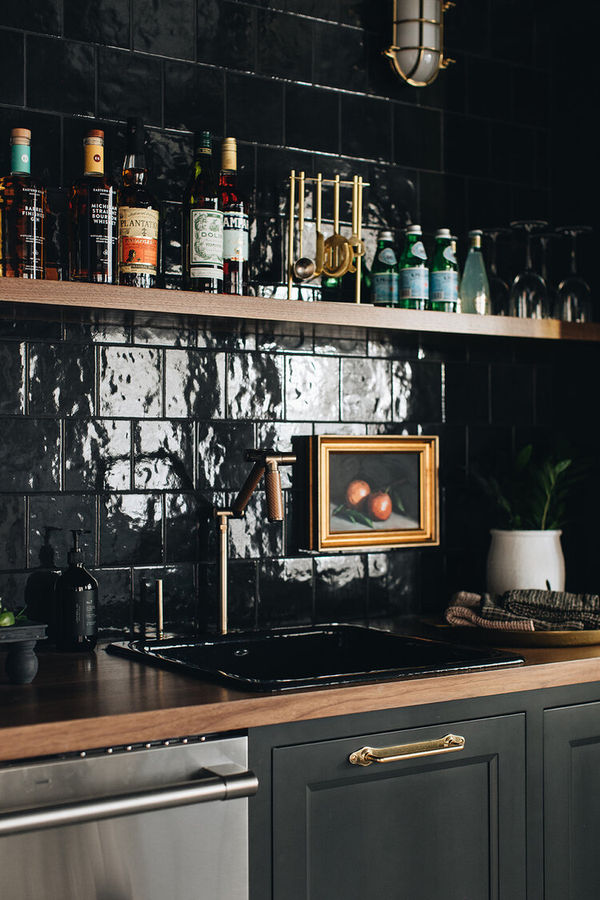 Jean Stoffer Design - dark cabinetry designed by Colette Peters