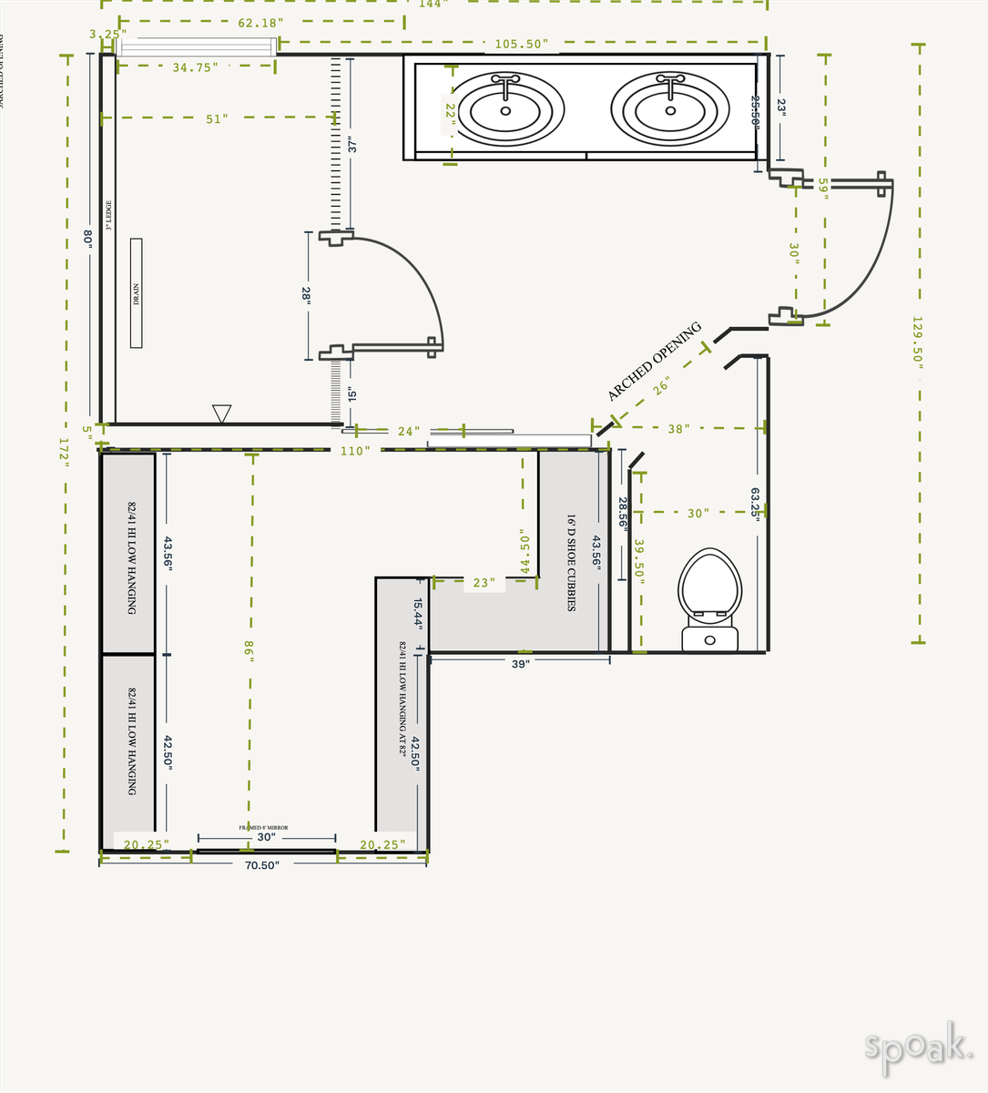 Half Bathroom Plan designed by Cameron Getter