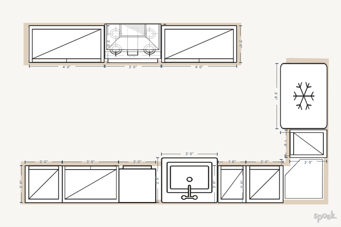 Small Kitchen Floor Plan designed by Jenna Freeman