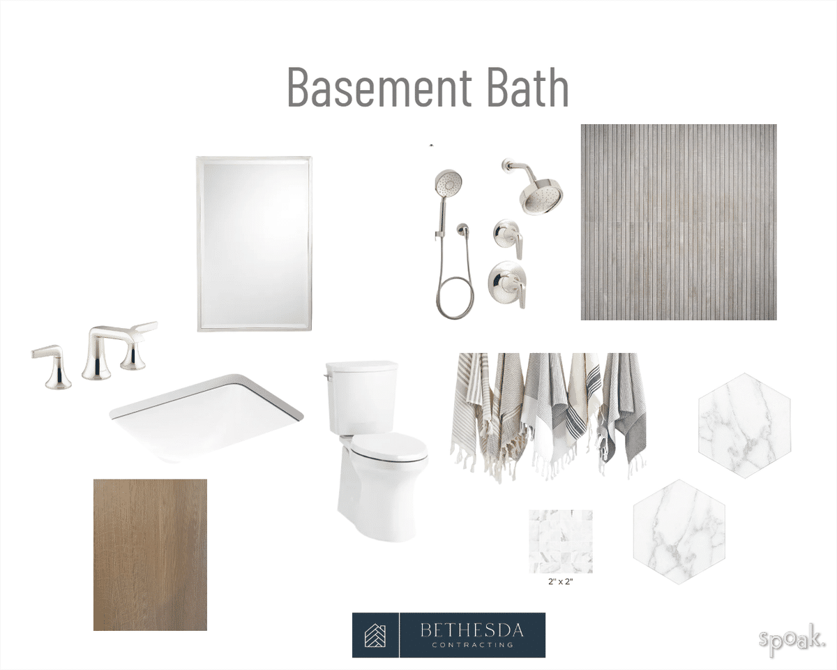 Basement Bathroom designed by Bethesda Contracting