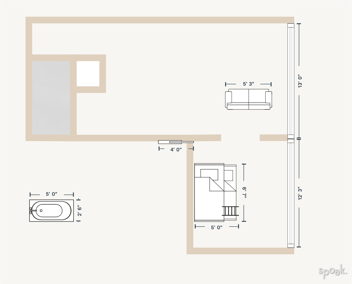 Square Bathroom Layout designed by Kayla Esposito