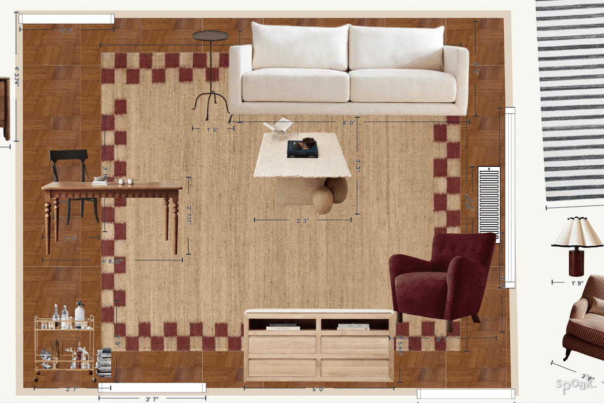 Living + Dining Room Layout designed by Emma Schmidt