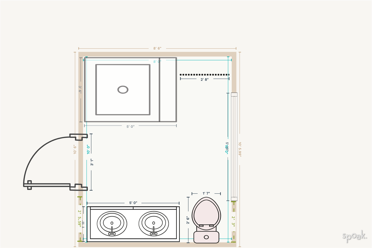 Primary Bathroom Plan designed by Mary Whitmire