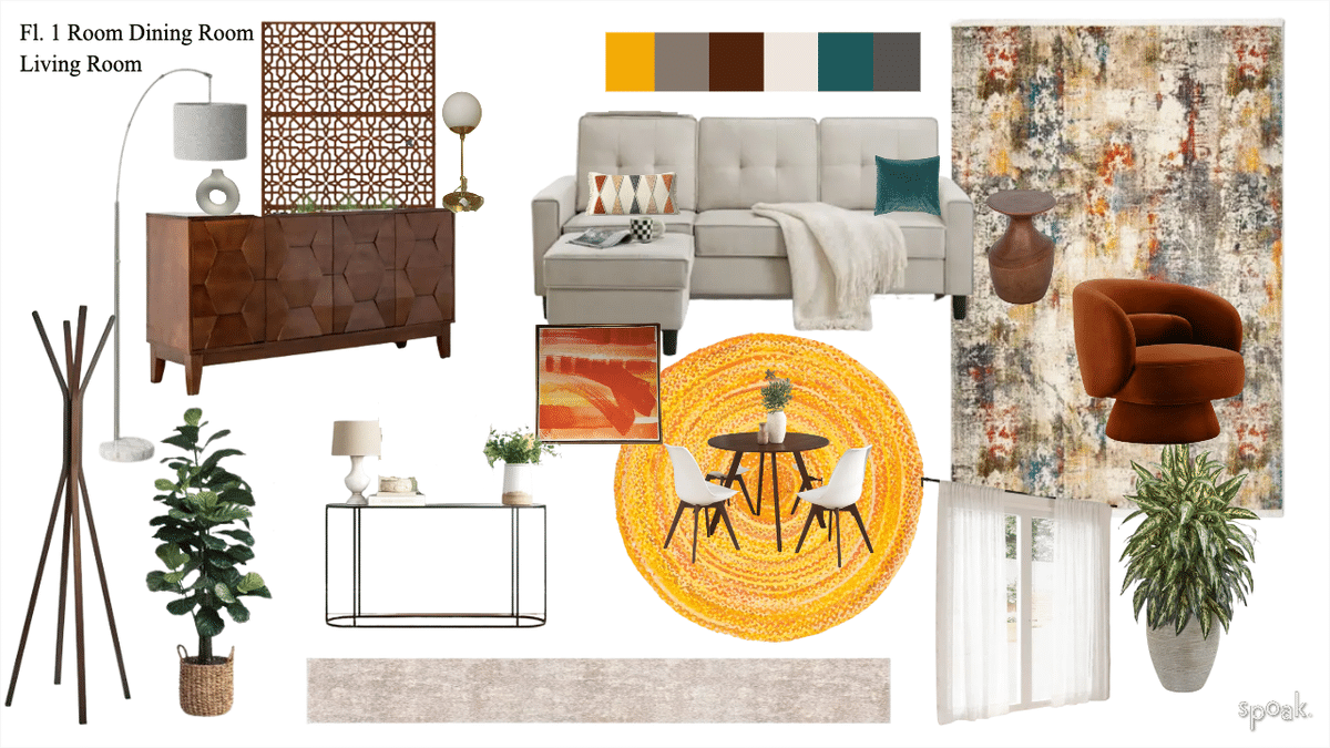 Living Room Mood Board designed by TAMI BROOKS