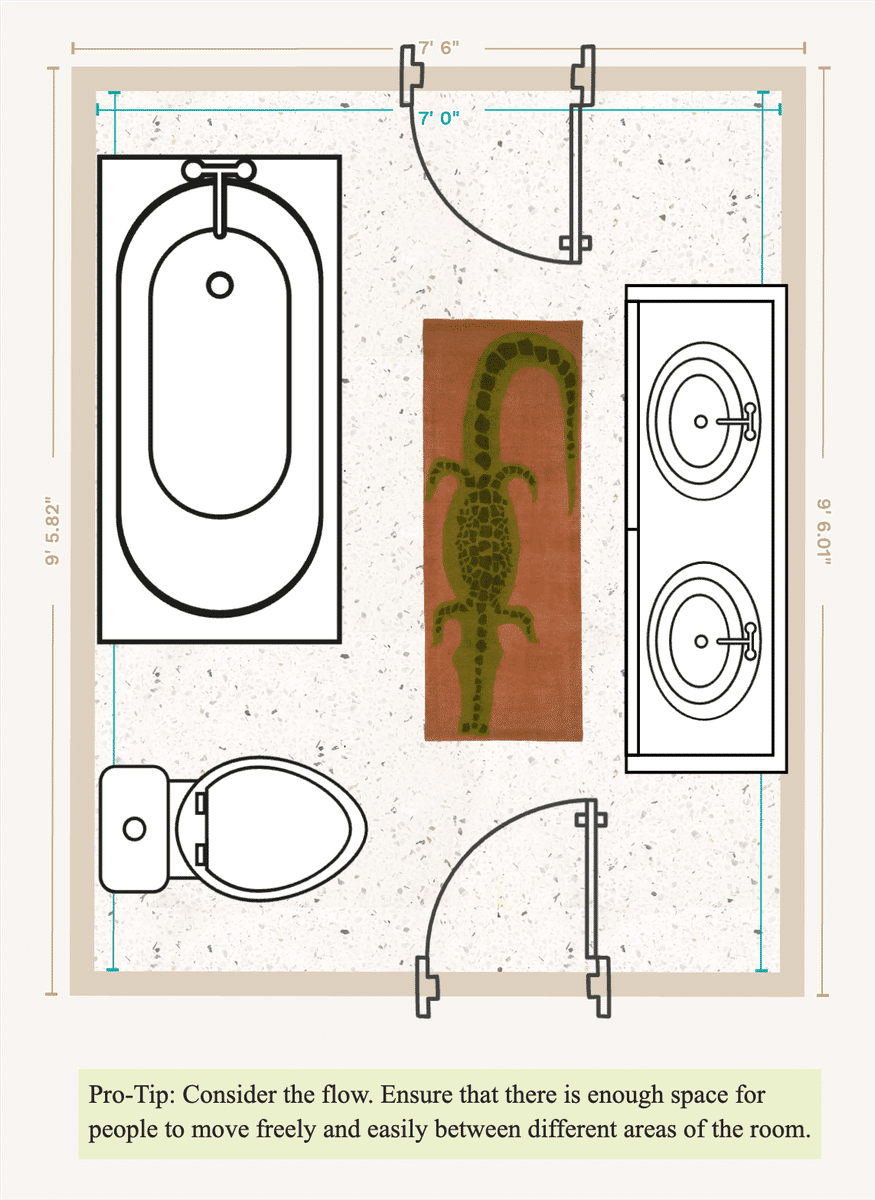 Medium Bathroom Floor Plan designed by Becca Kessel