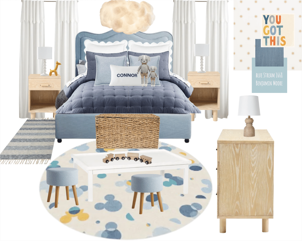 Connor Bedroom Mood Board designed by Lauren Meadows