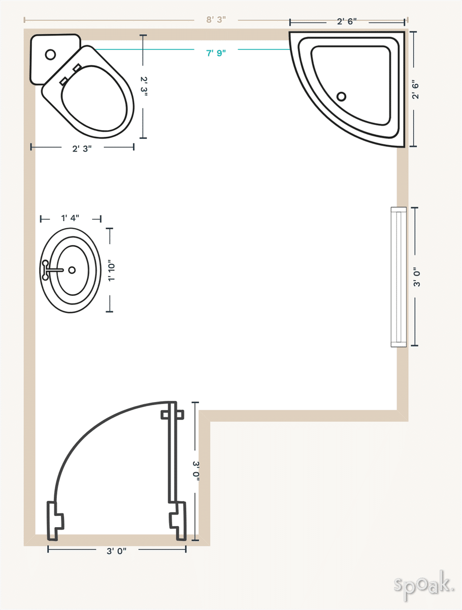 Medium Bathroom Plan designed by Katie Carpenter