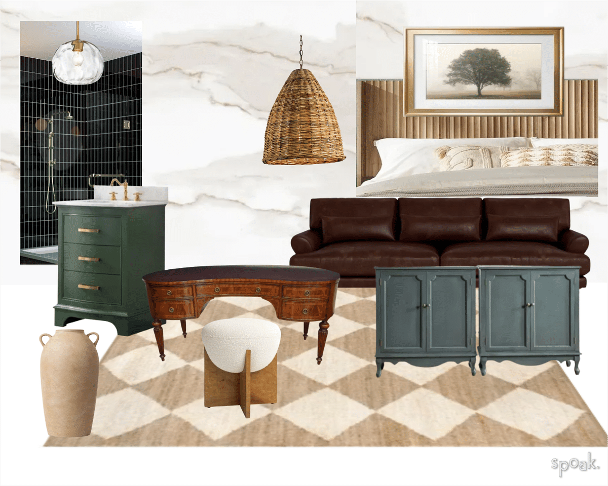 Bed + Bathroom Mood Board designed by Macy McCauley