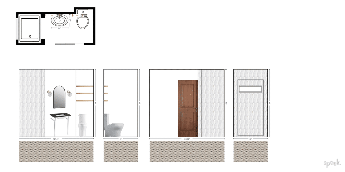 Primary Bathroom Floor Plan designed by Cecelia Crimmins