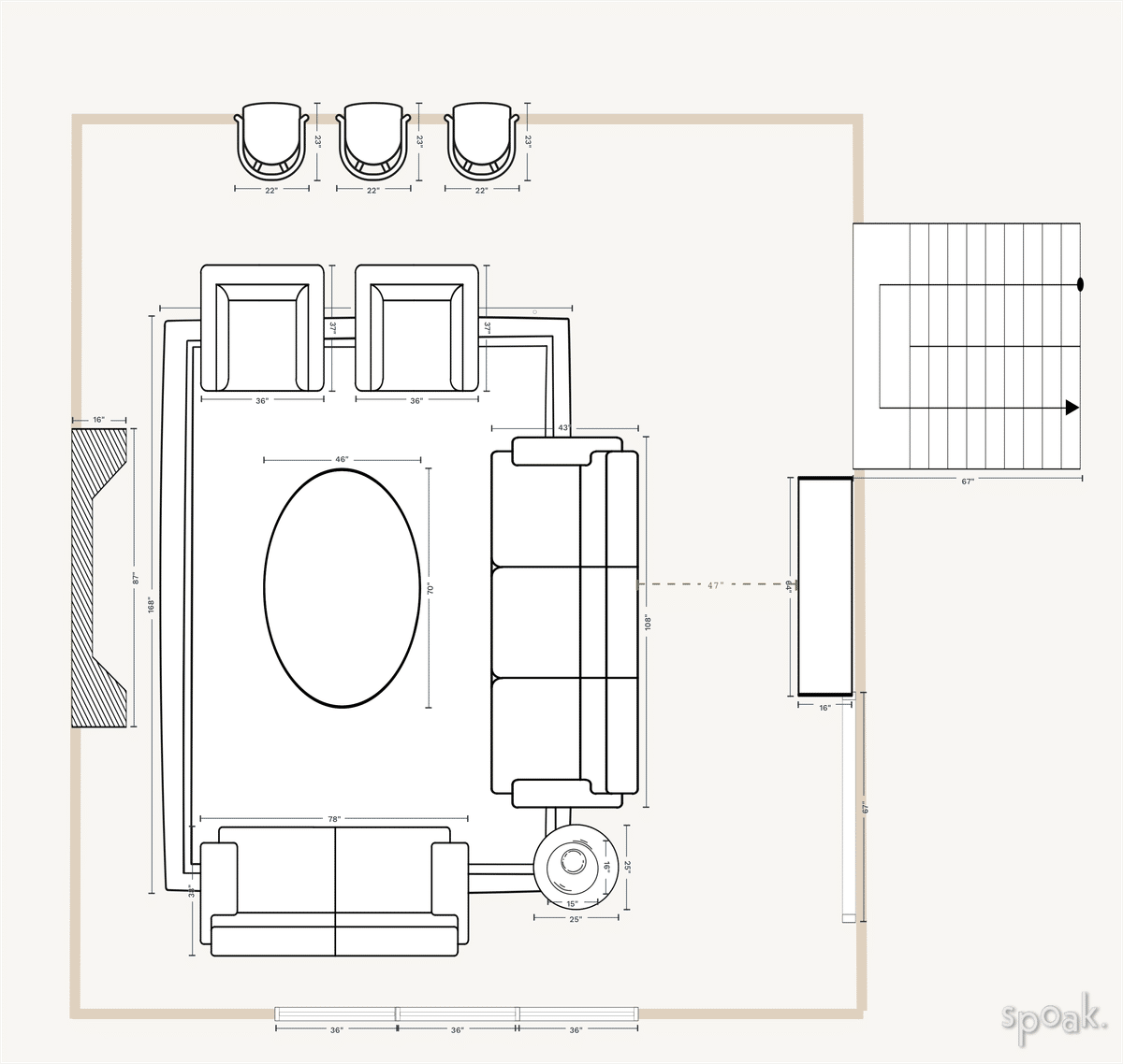 TV Room Floor Plan designed by Elevated by Elise LLC
