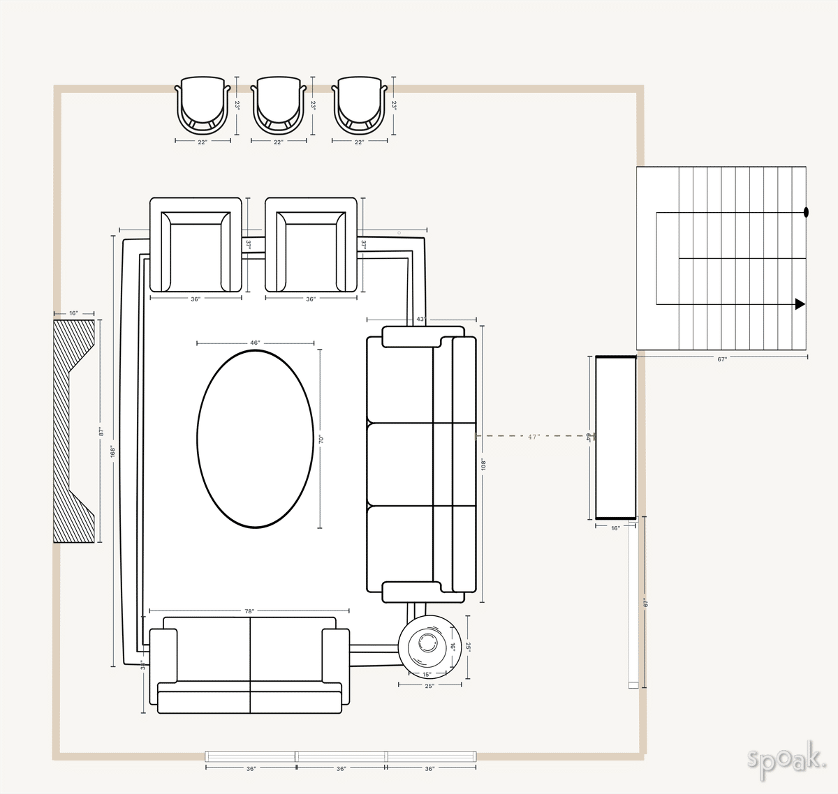 Great Room Floor Plan designed by Elevated by Elise LLC