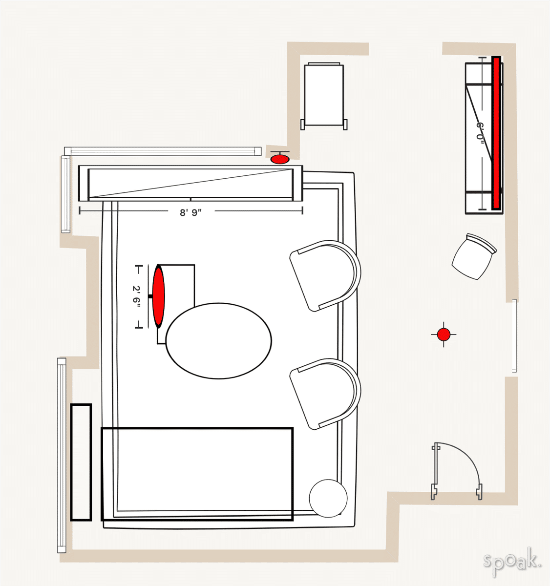 Kitchen + Living Room Plan designed by Olivia Van Gundy