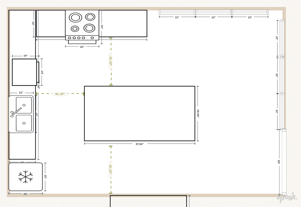 Rectangle Kitchen Layout designed by Jenny Glass