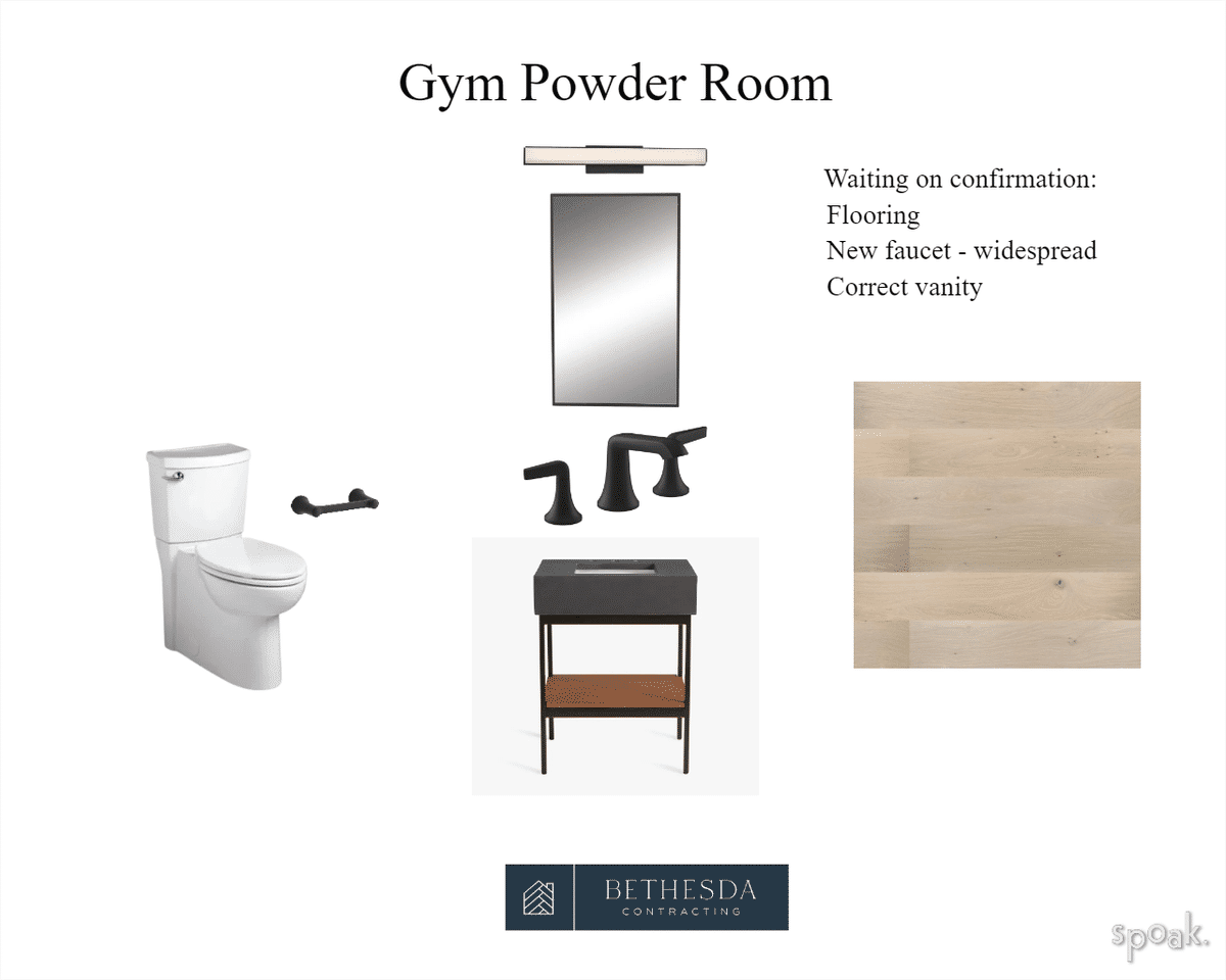 Gym Powder Room designed by Bethesda Contracting