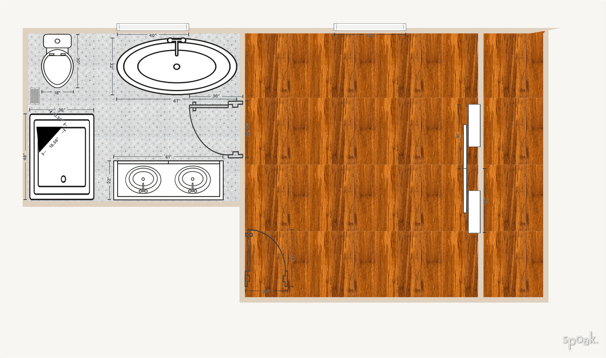 Rectangle Bathroom Layout designed by Collena Butler