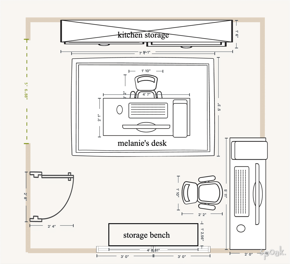 Primary Bedroom Layout designed by Katie Carpenter