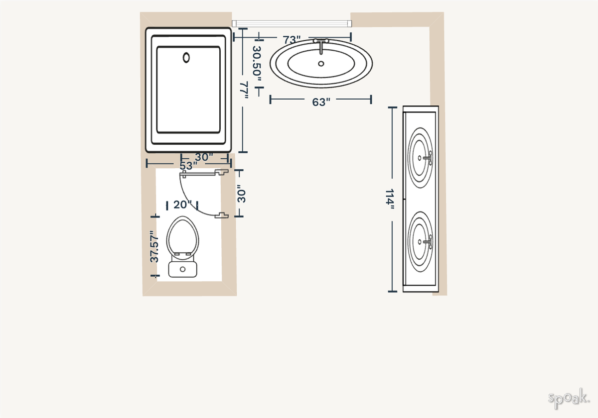 Primary Bathroom Floor Plan designed by Chris Johnson