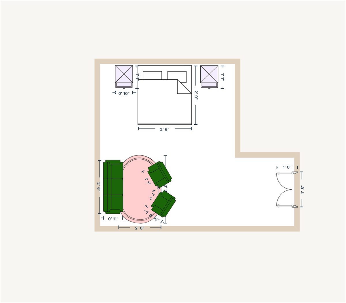 Small Bedroom Floor Plan designed by Howard Cordray