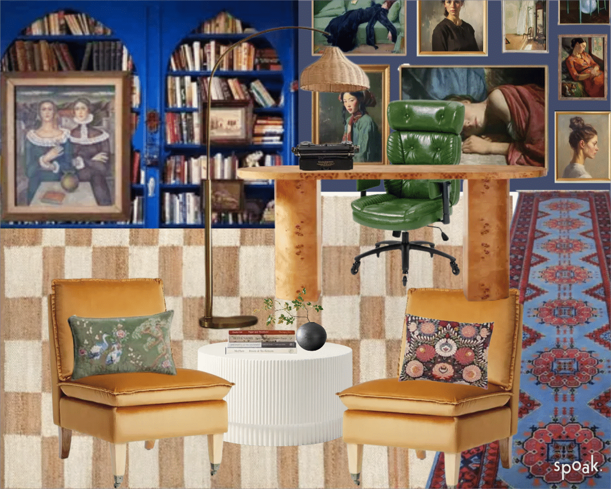 Maximalist Home Office Mood Board designed by Kelley Dowling