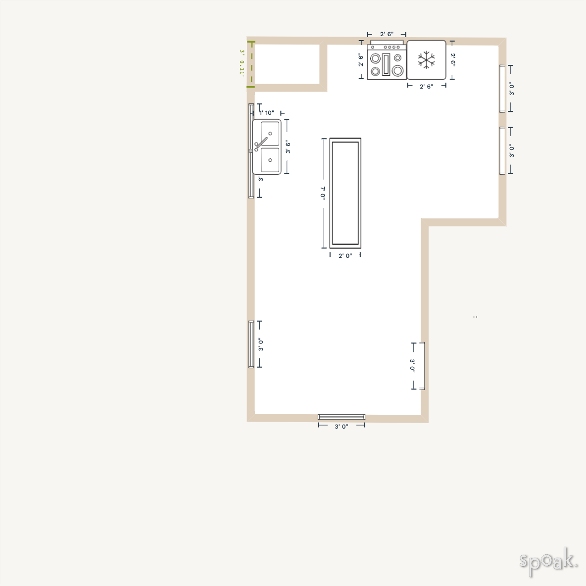 Large Kitchen Floor Plan designed by Emily Porter