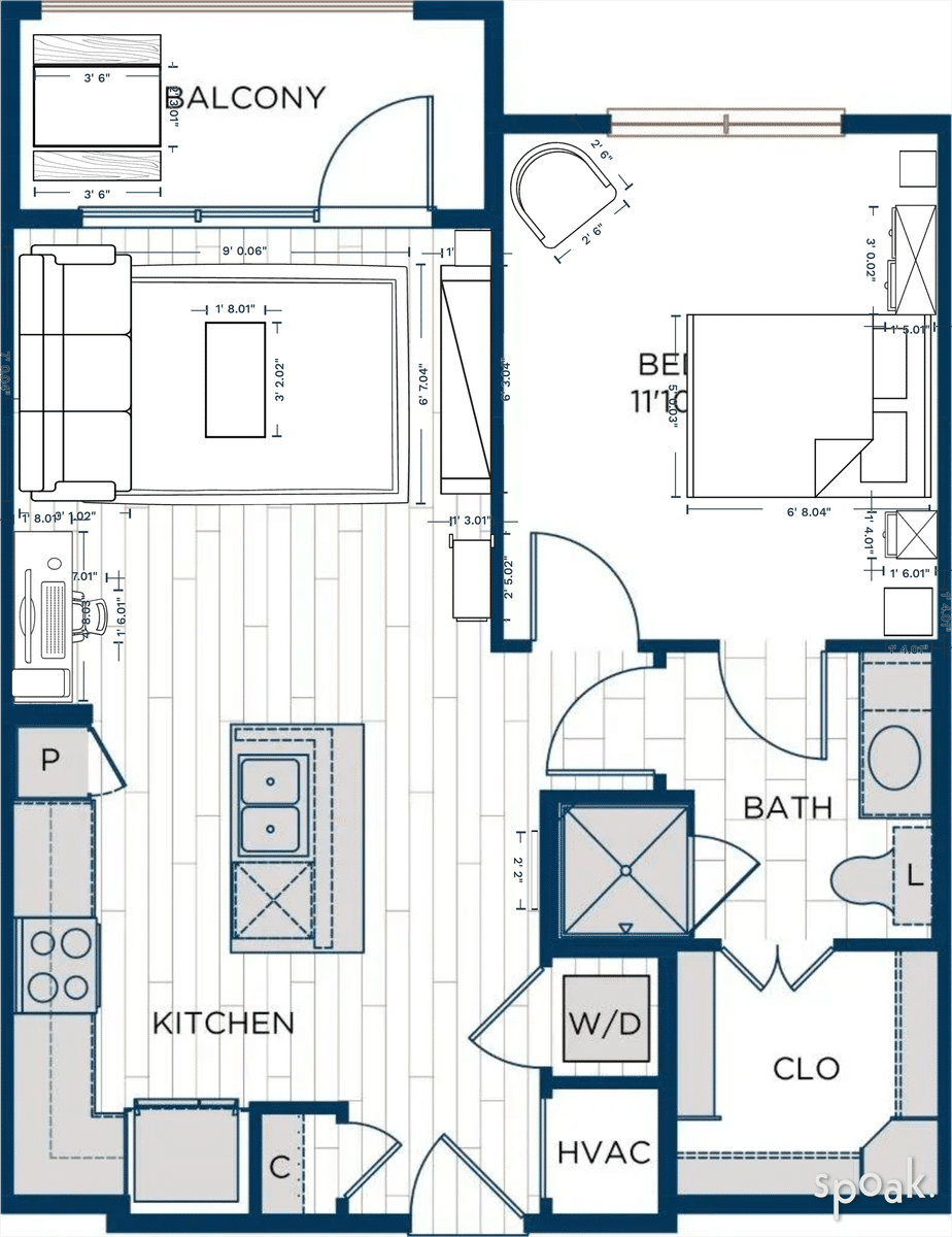 Studio Apartment Layout designed by Grace W