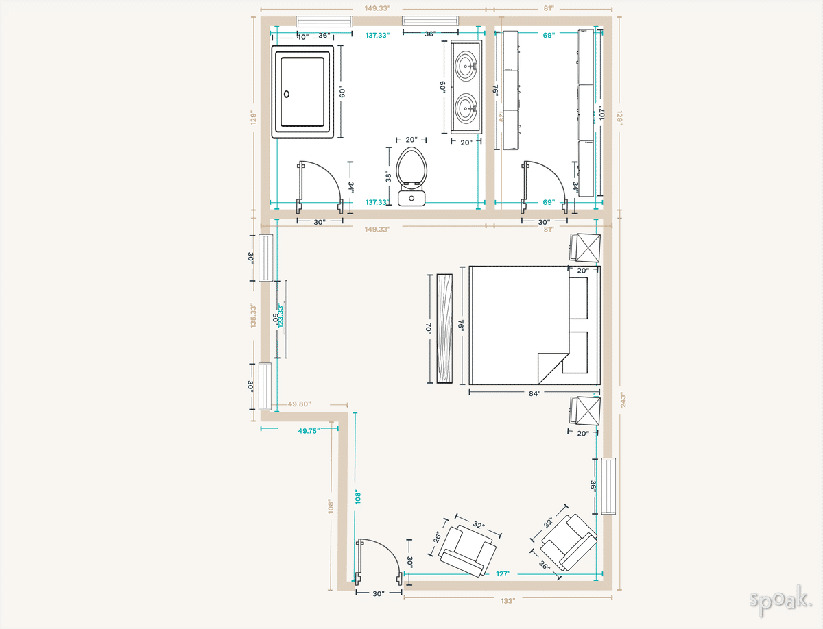 Bathroom Plan designed by Ashley Carter