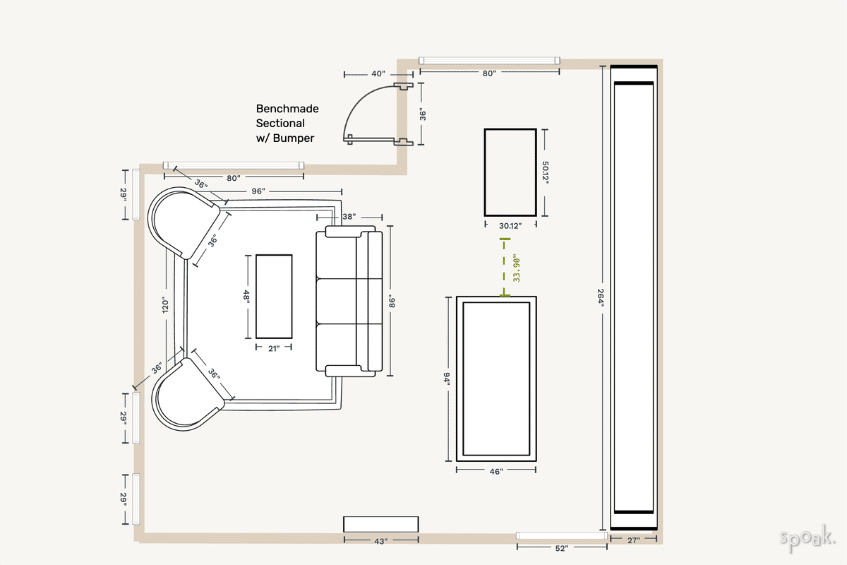 Kitchen + Living Room Floor Plan designed by Nick Tatum