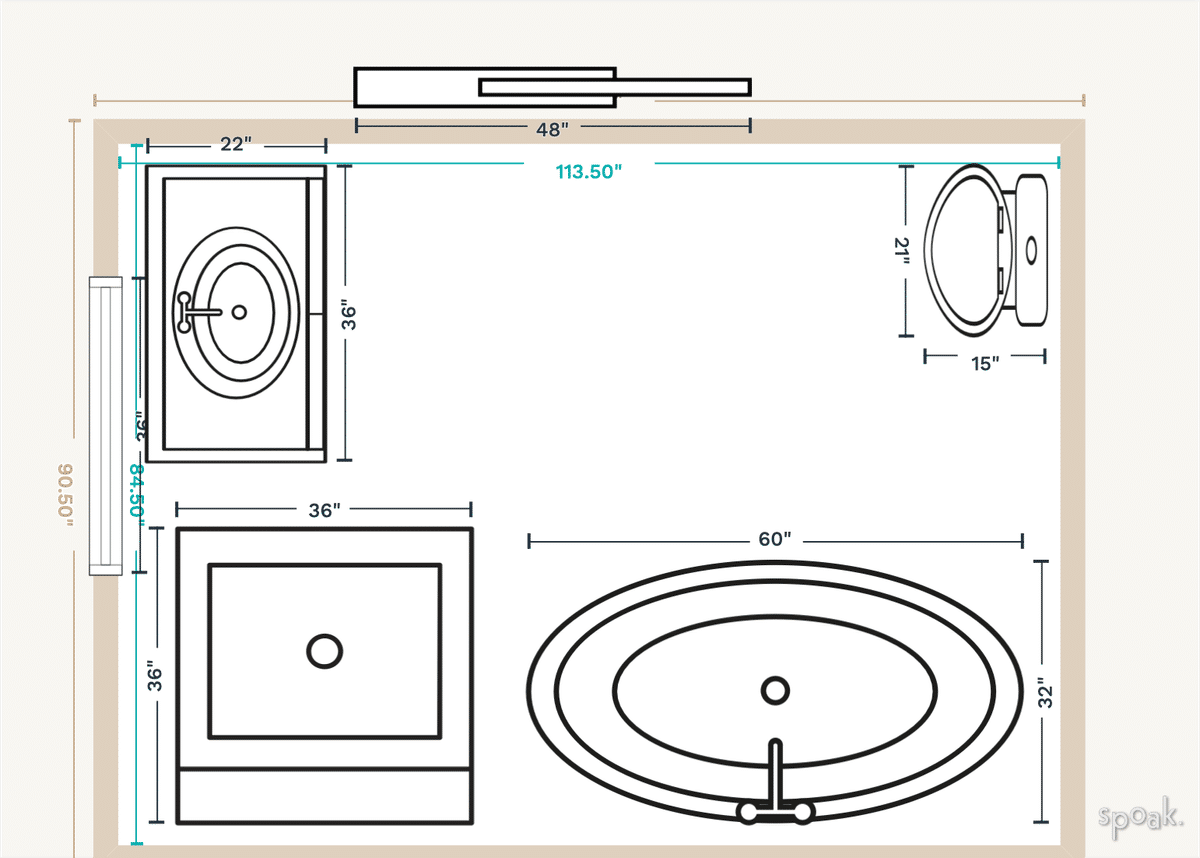 Half Bathroom Floor Plan designed by Jill Solow