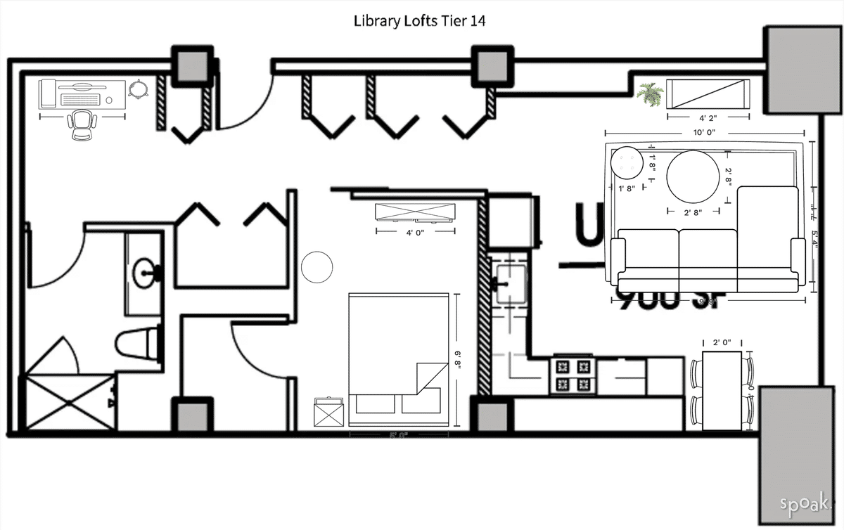 Studio Apartment Floor Plan designed by Tanisha Afnan