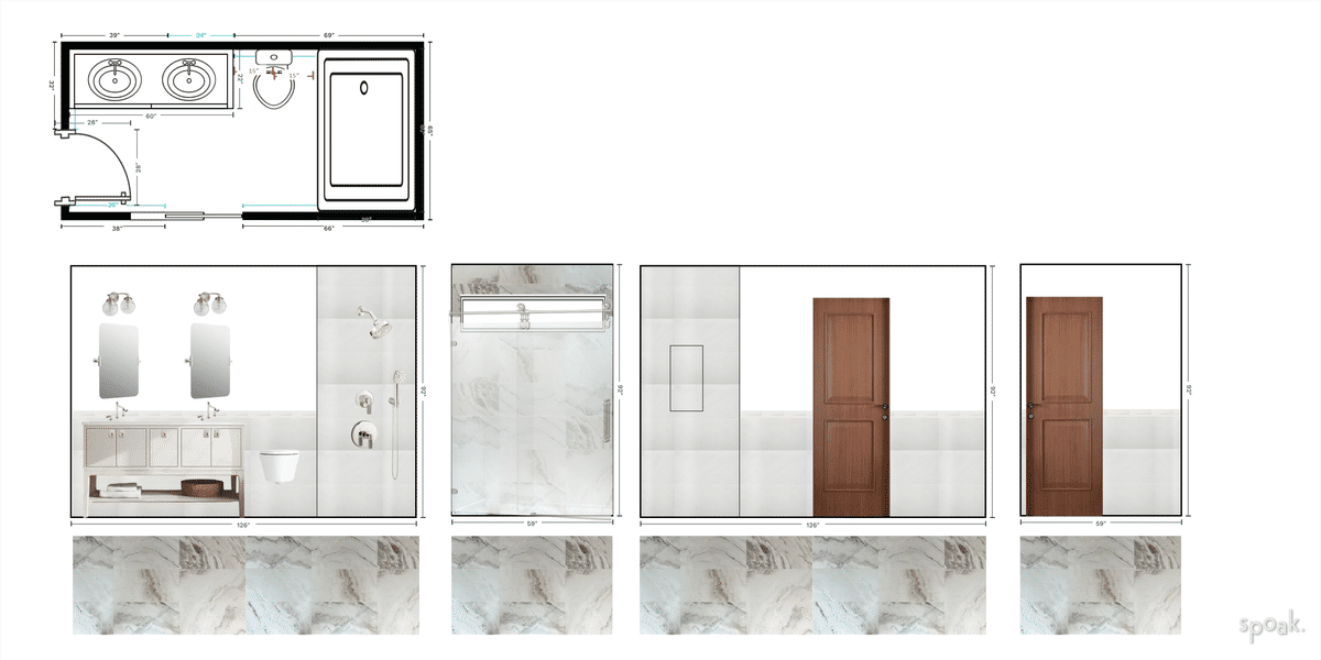 Half Bathroom Layout designed by Cecelia Crimmins