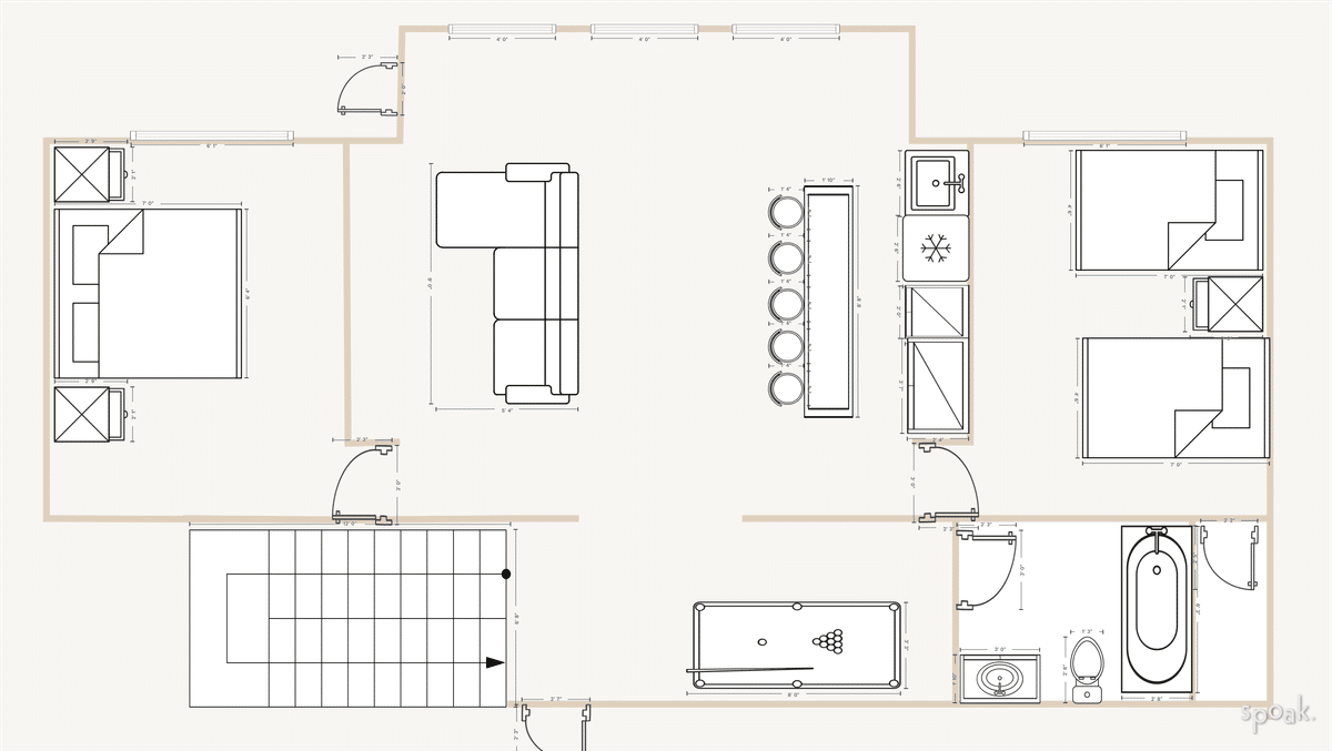 Basement Layout designed by Kathryn Cerqua