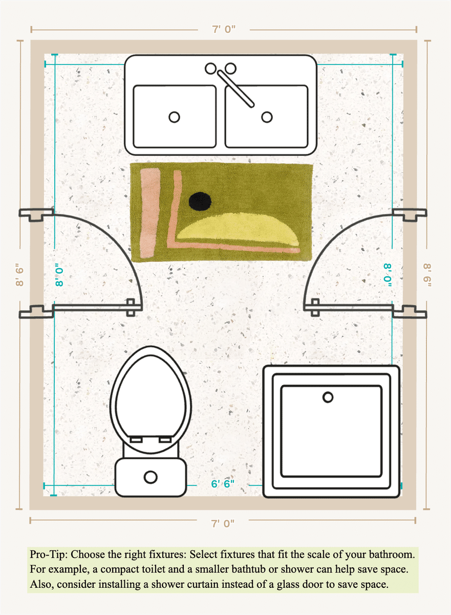 Medium Bathroom Floor Plan designed by Becca Kessel