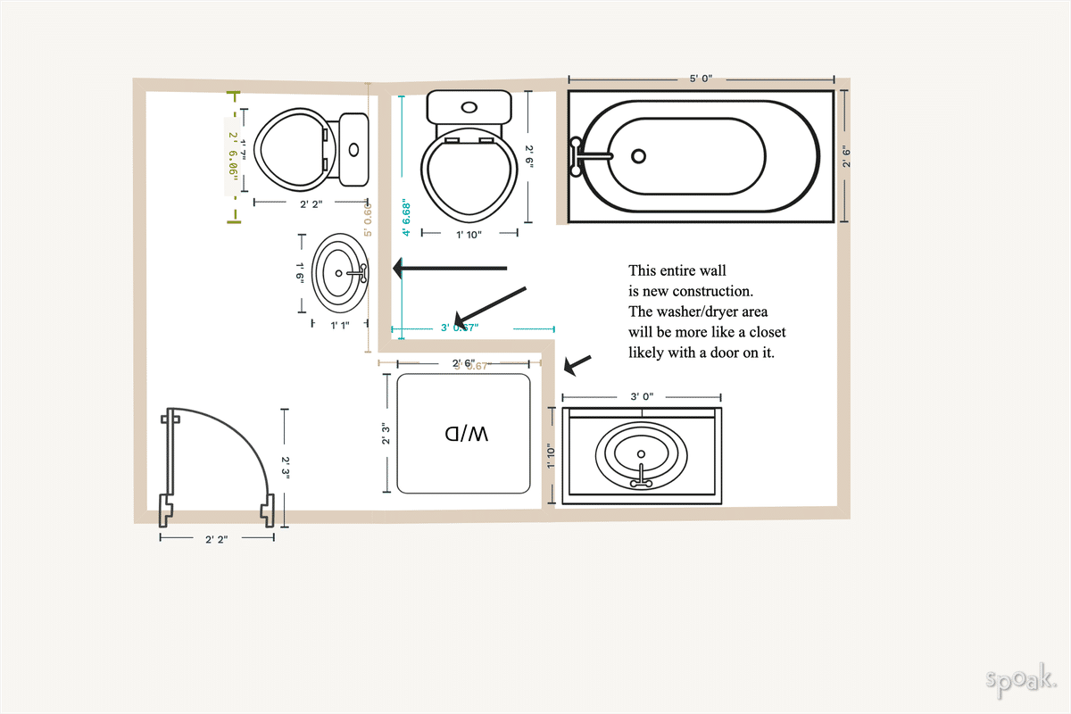 Half Bathroom Plan designed by Emma Ingalls